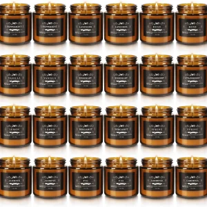 24 Natural Essential Oil Scented Candles, 3.05oz