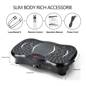 Vibration Plate Exercise Machine Full Body Workout Vibration Platform with Loop Band Lymphatic Drainage Machine for Body Shaping
